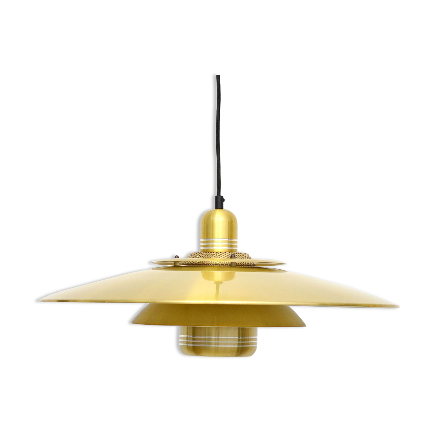 Vintage pendant lamp in golden brass, Denmark, 1970s