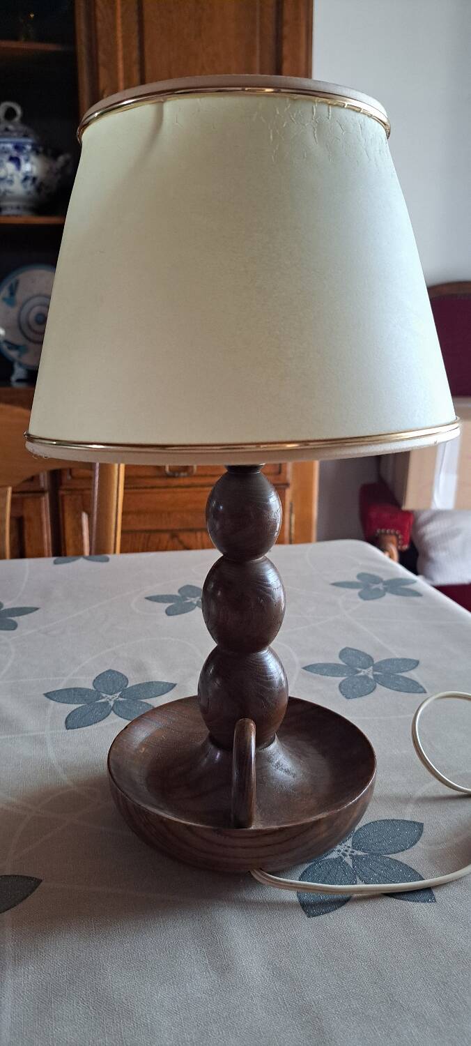Brutalist style wooden lamp