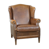 English style sheepskin wing chair