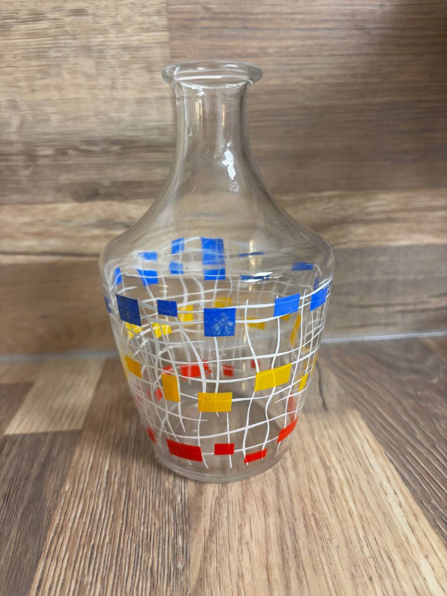 Vintage carafe et ses 3 verres à liqueur style graphique