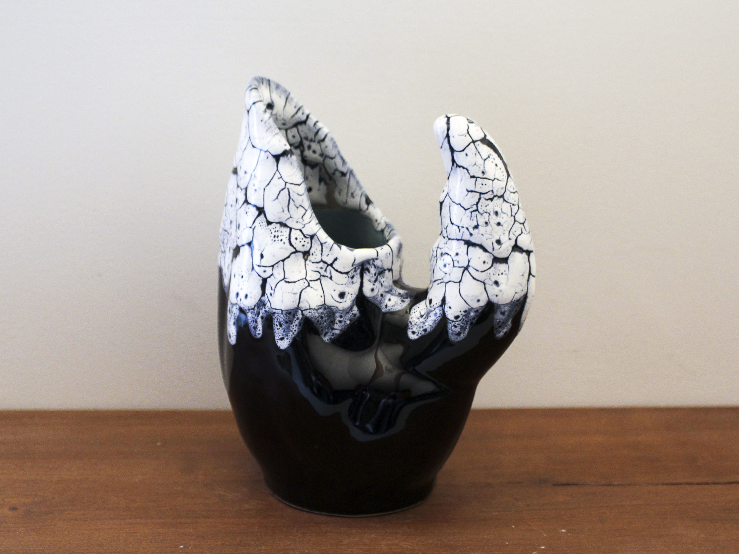 Black and white ceramic pitcher