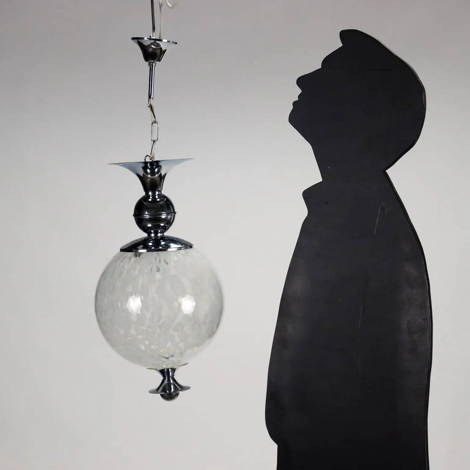 Group of 2 chrome metal and glass lamps, Italy, 1960s