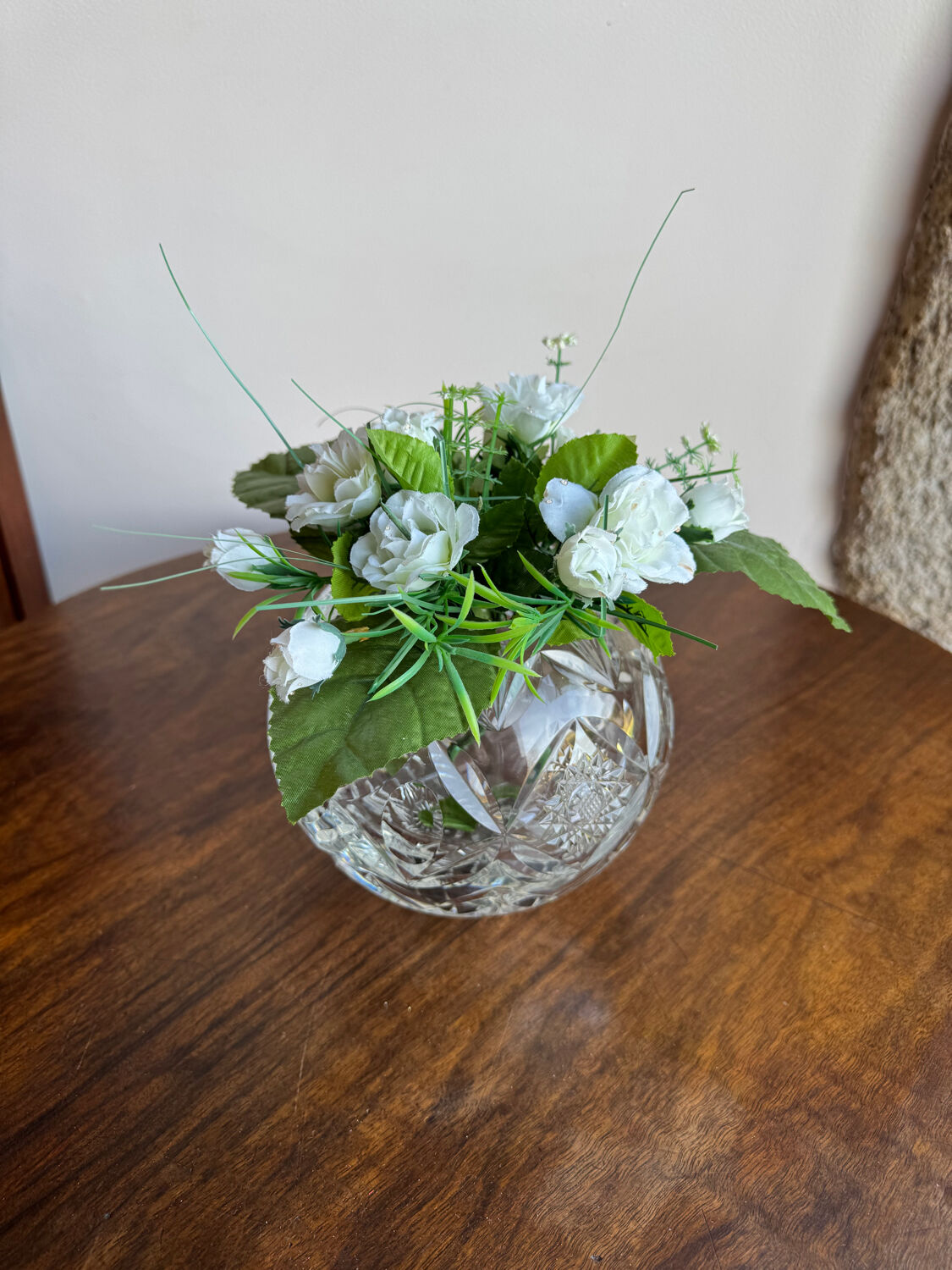 Cut crystal round vase – circa 1950