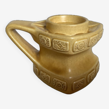 Candle holder geometric shape ocher ceramic