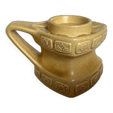 Candle holder geometric shape ocher ceramic