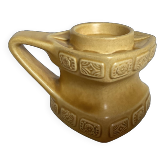 Candle holder geometric shape ocher ceramic