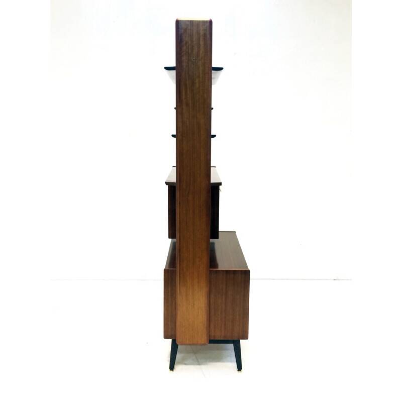 G-plan bookcase in ebonized beech and brass, rubber - 1950