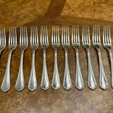 Set of 11 christofle forks in silver metal, spartours model