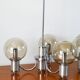 Three-branched chandelier, in chrome and smoked glass globes, Design, 1970
