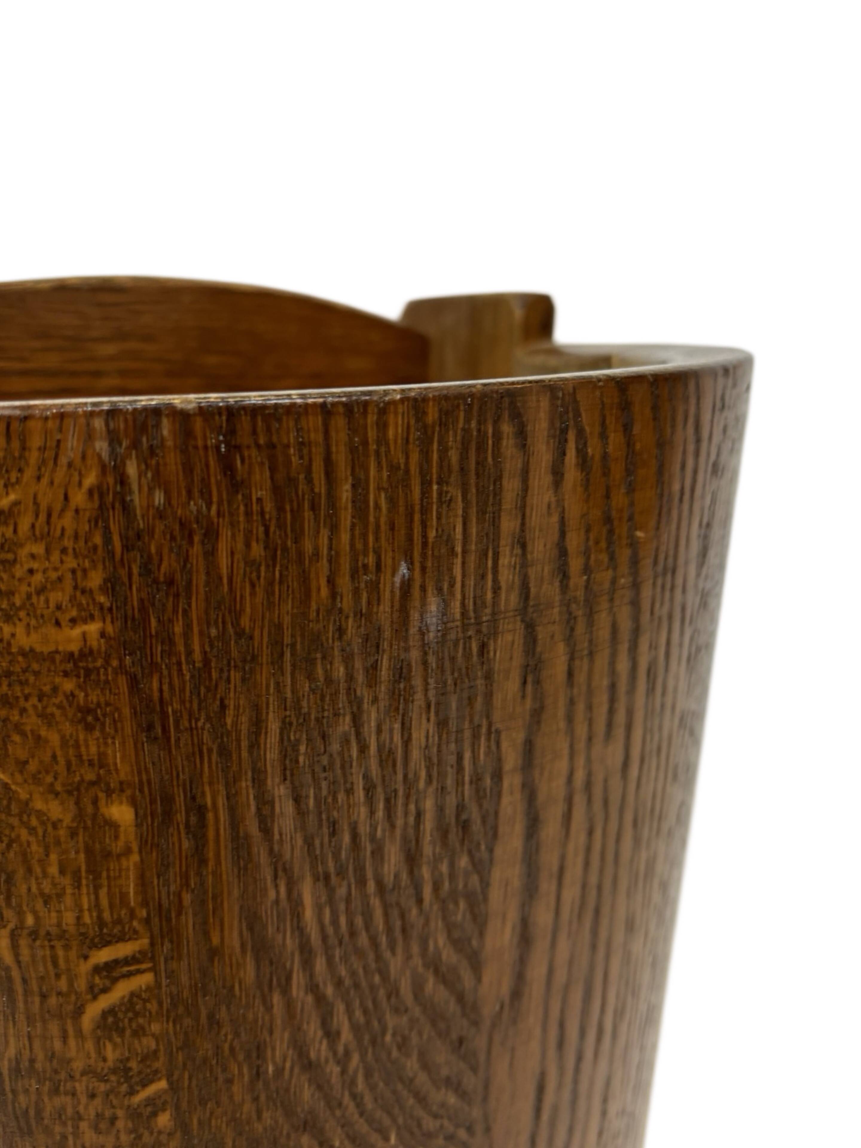 Vintage dark oak umbrella stand basket storage design 60s minimalist design