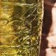 1970s green vase in hand worked Murano glass - made in Italy. 31 cm high.
