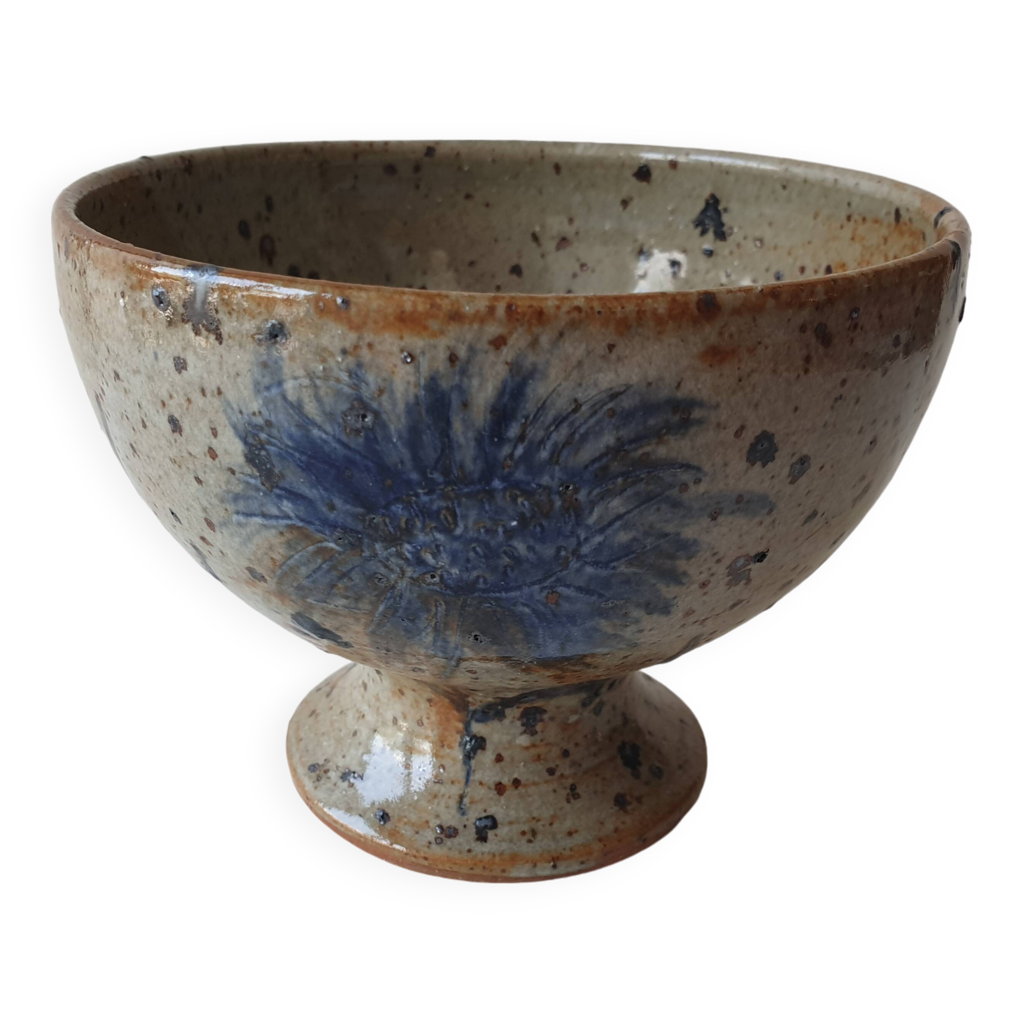 Pyrite stoneware ceramic bowl / cup signed Suzanne Dauliach Vallauris 60's