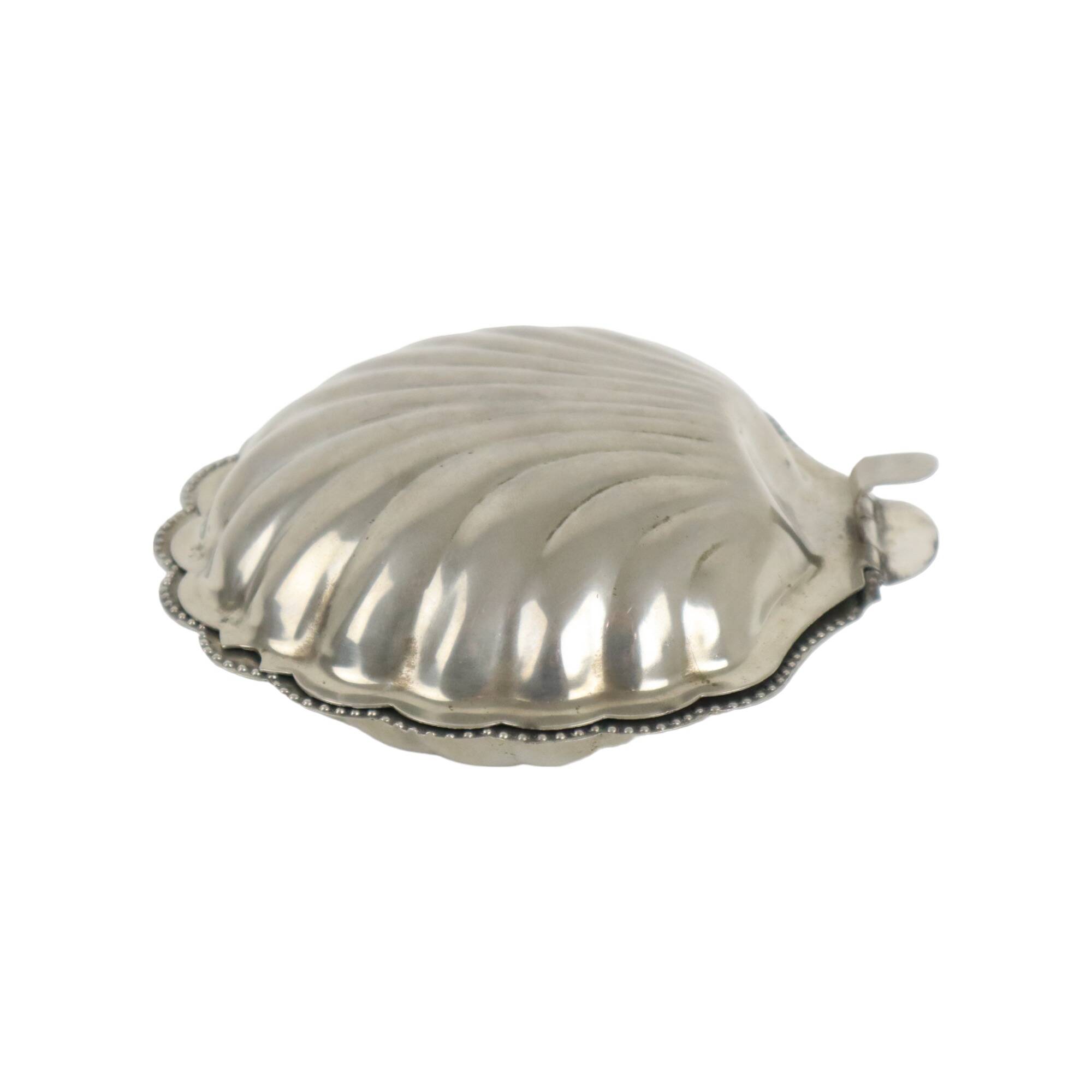 Vintage Argent Plaqué Shell Beurrier Caviar Holder Verre Marqué