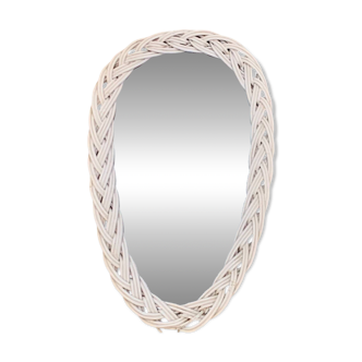 Ancien miroir rétroviseur en osier