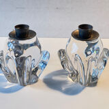 Pair of vintage crystal candle holders