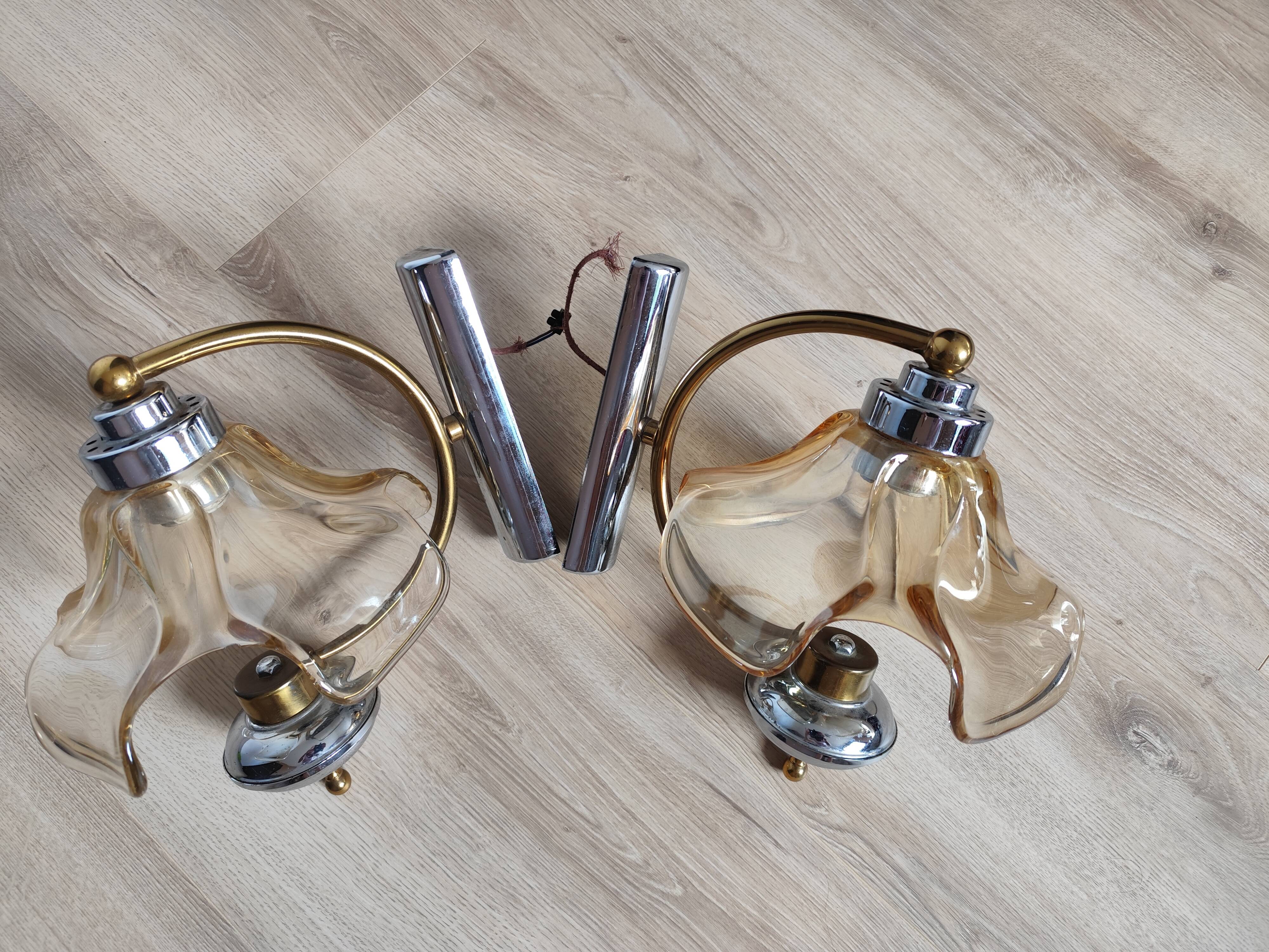 Pair of vintage tulip wall lights from the 70s