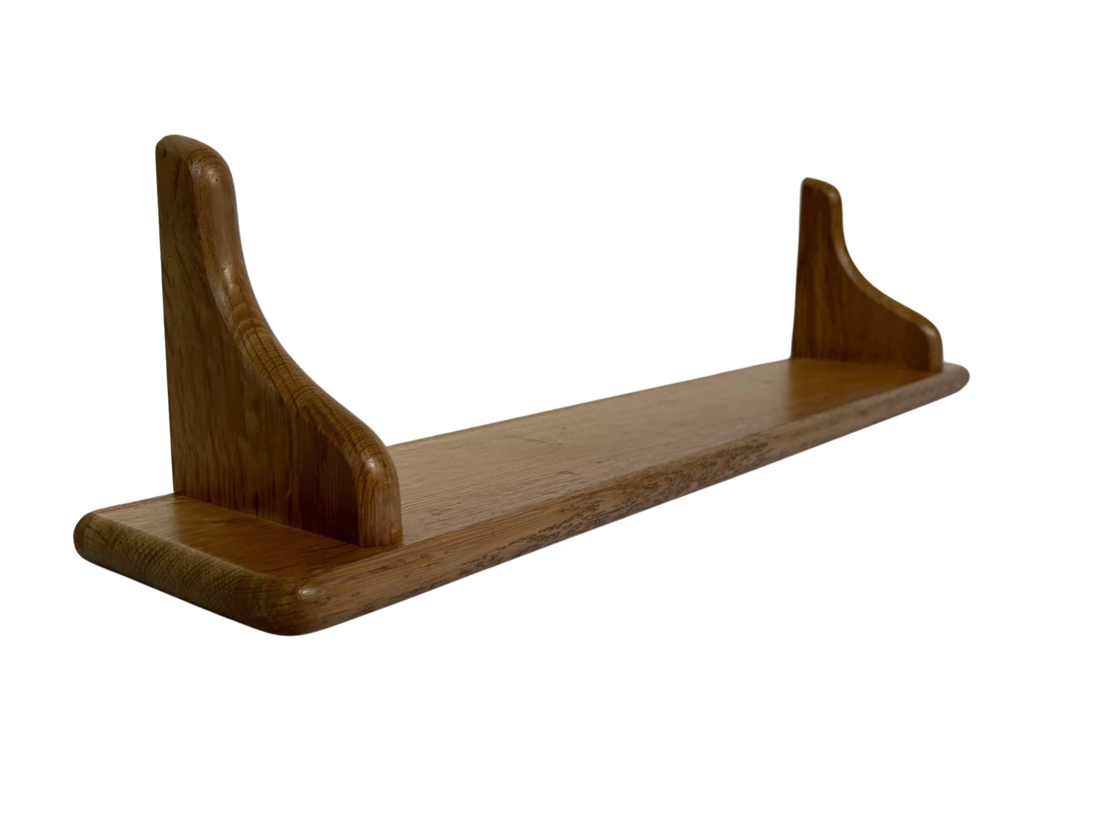 Vintage oak wall shelf book shelf 1970s wood minimalist design