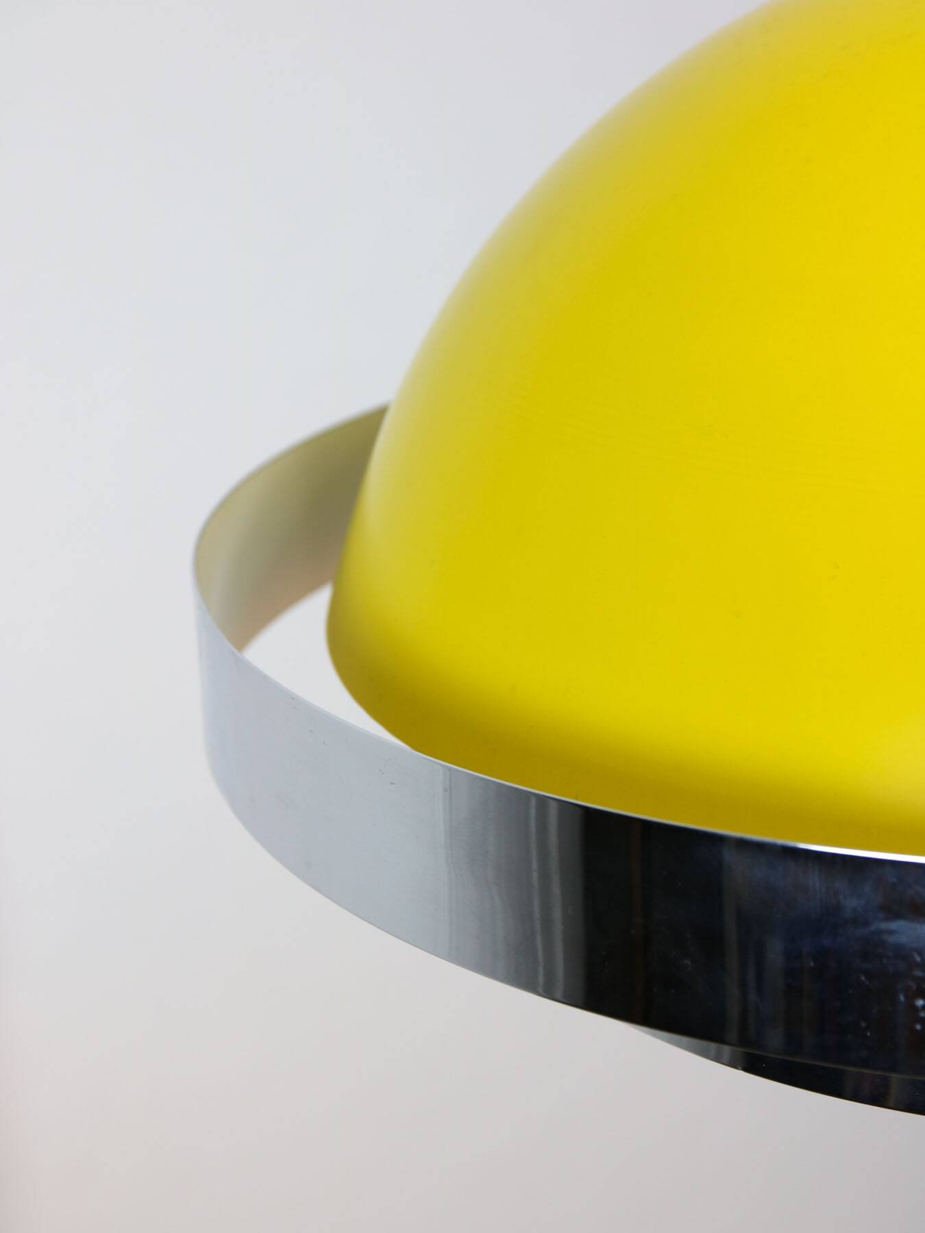 Space-age italian yellow and chrome metal pendant lamp, 1970s