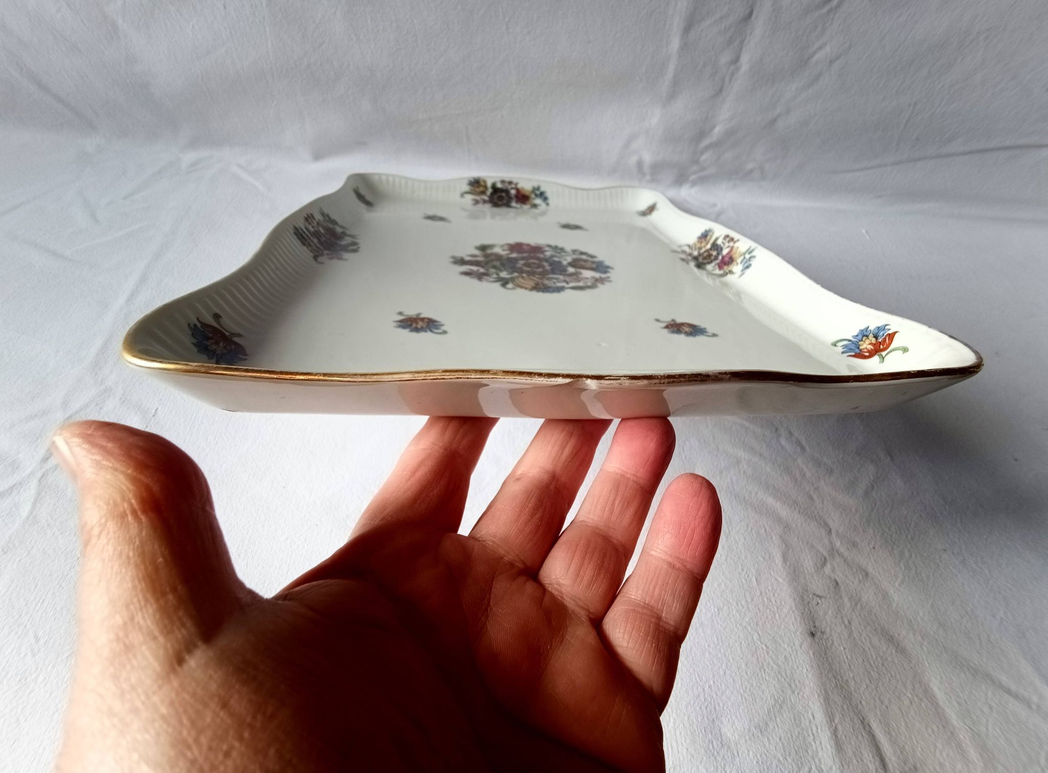 Limoges porcelain tray with floral bouquet motifs, early 20th century
