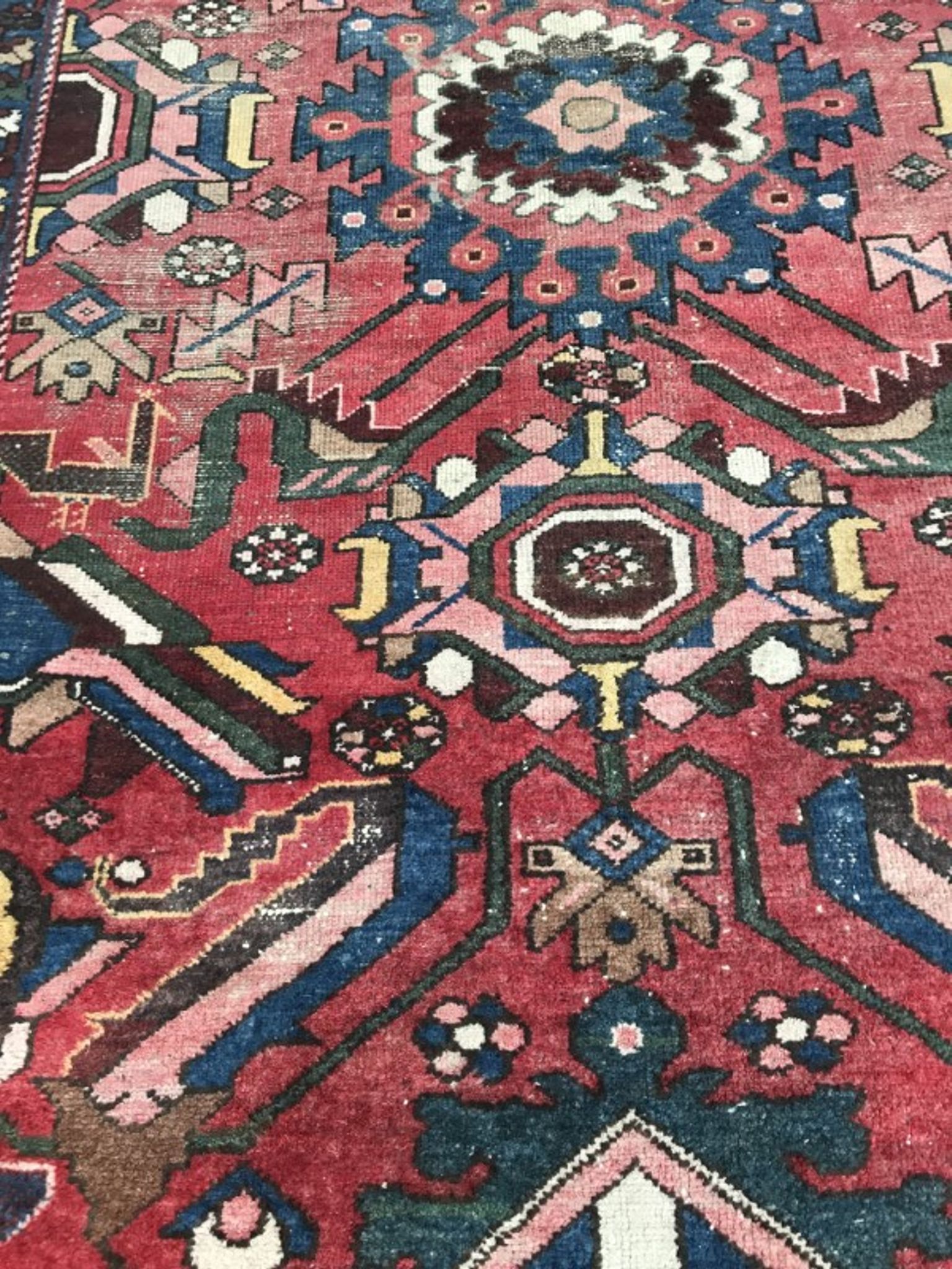 Large vintage Persian Zanjan carpet handmade