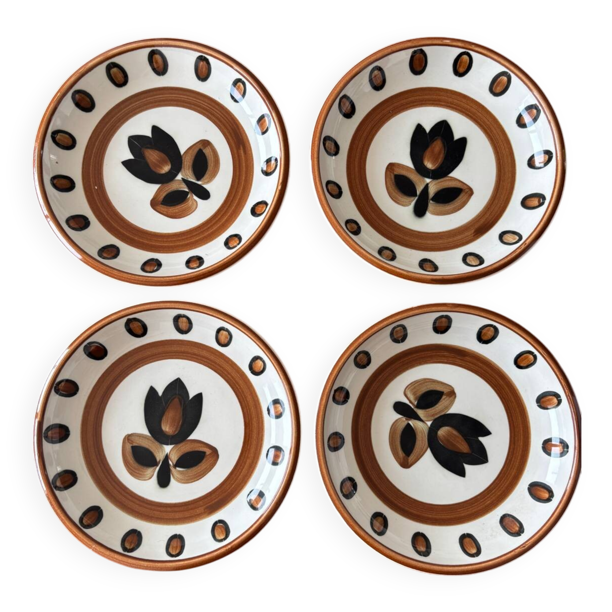 Lot of vintage Boch La Louviere soup plates from 1970, Kimono model - ann