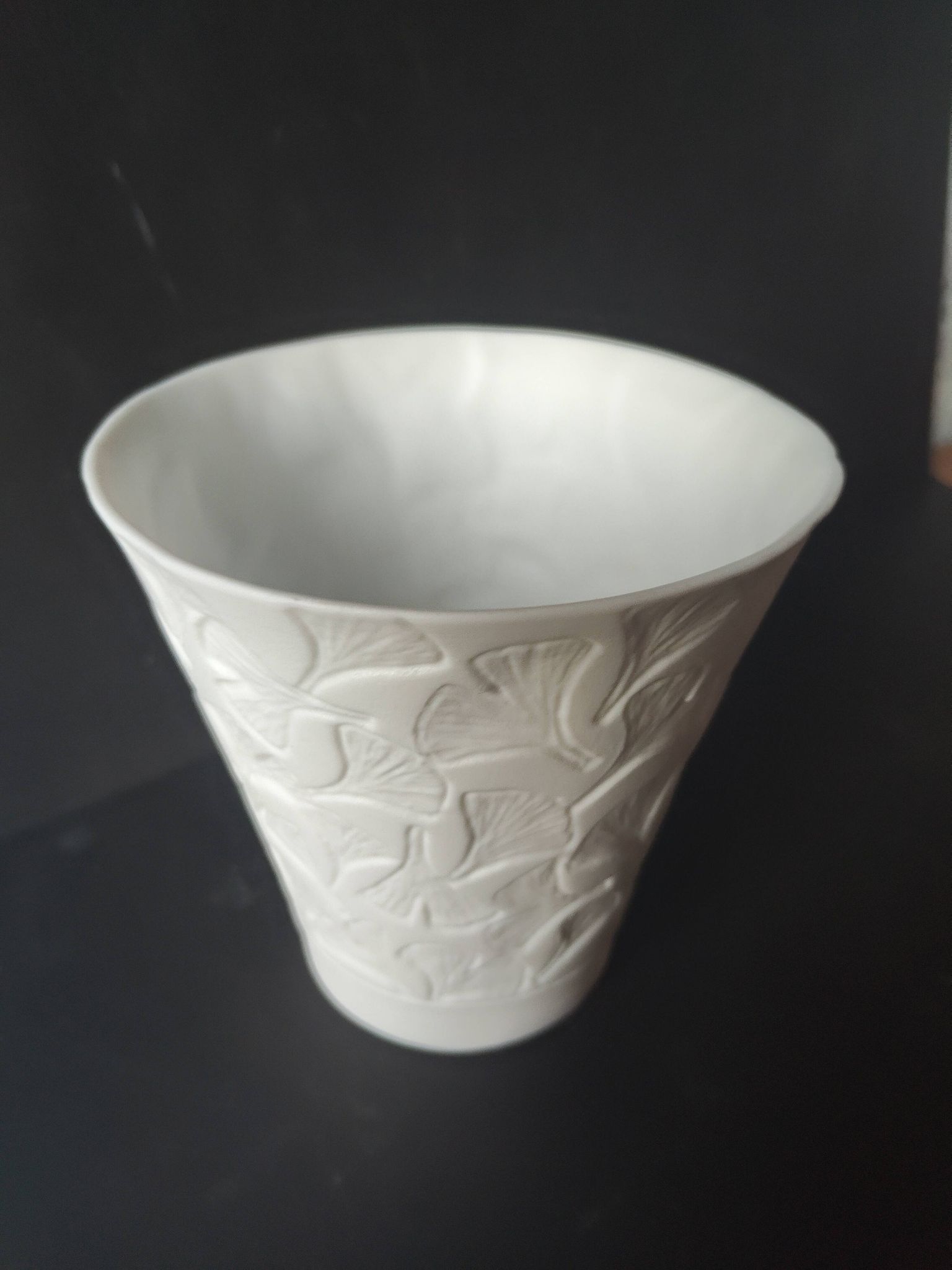 Decorative vase Jean-Louis Puivif in Limoges porcelain, Ginkgo