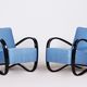 Pair of blue Halabala armchairs made in 1930s Czechia by Up Zavody
