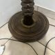 Large vintage turned wooden floor lamp — Brutalist style