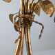 Mid-century side table in gilded metal with roses and glass top, 1970s