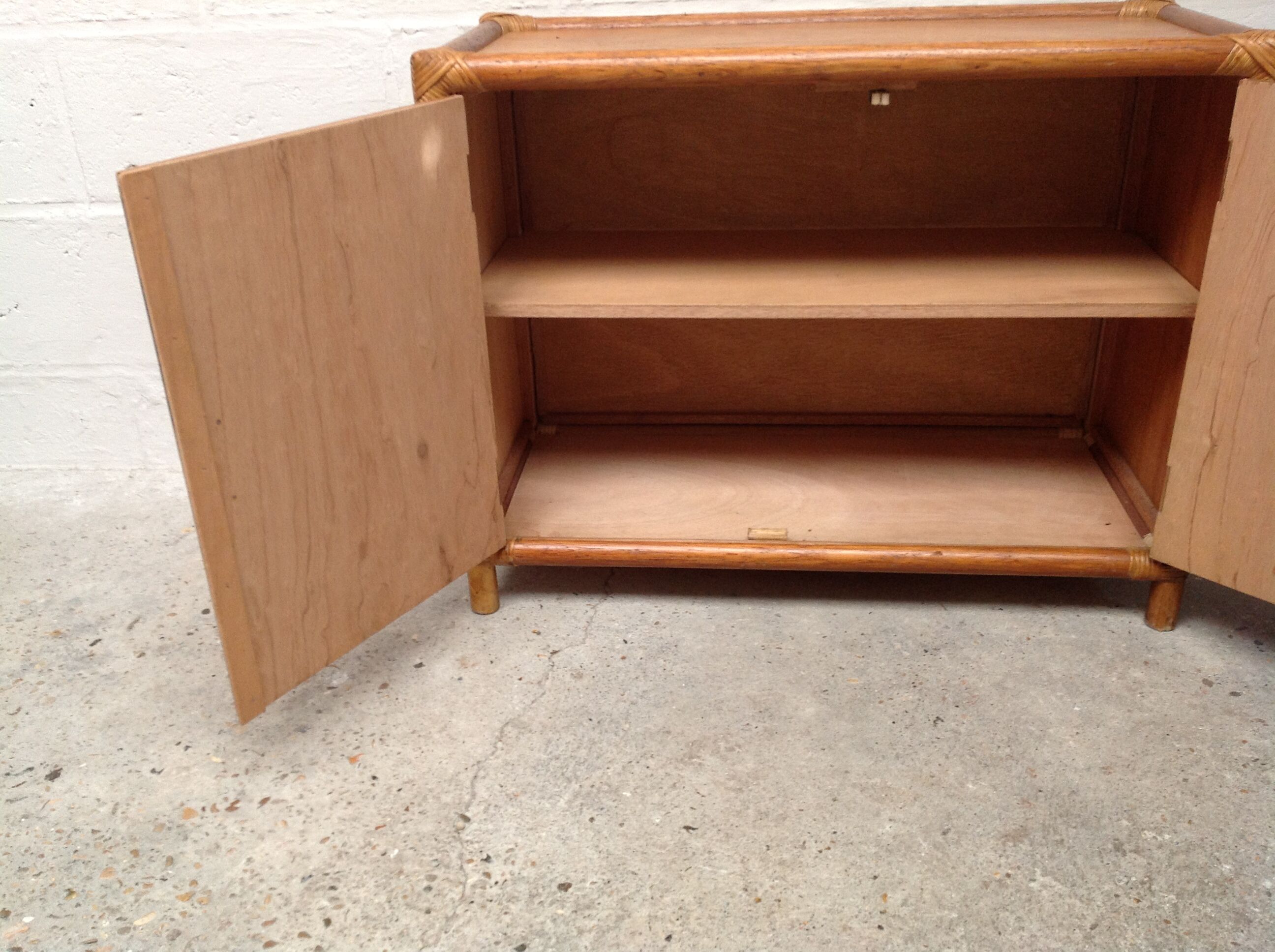 Sideboard wood, bamboo and rattan