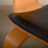 Charles & Ray Eames DCW Ash dining chair with Dark Brown Leather seat for Vitra