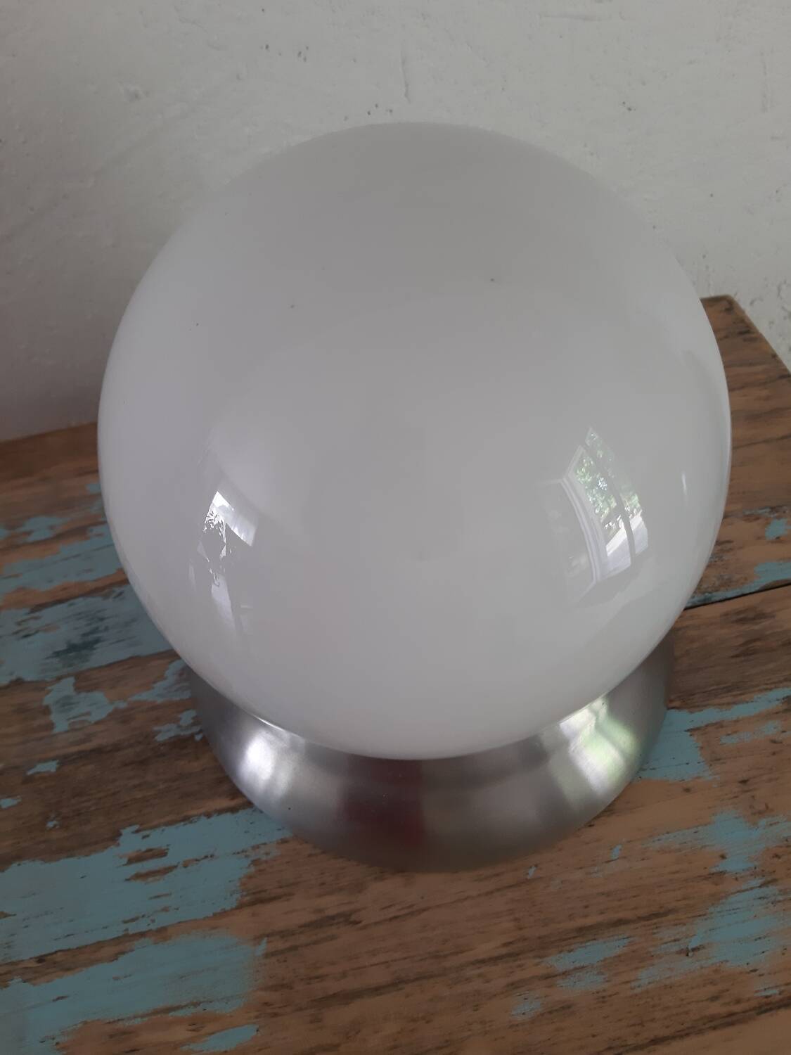 White opaline metal globe ceiling light