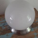 White opaline metal globe ceiling light