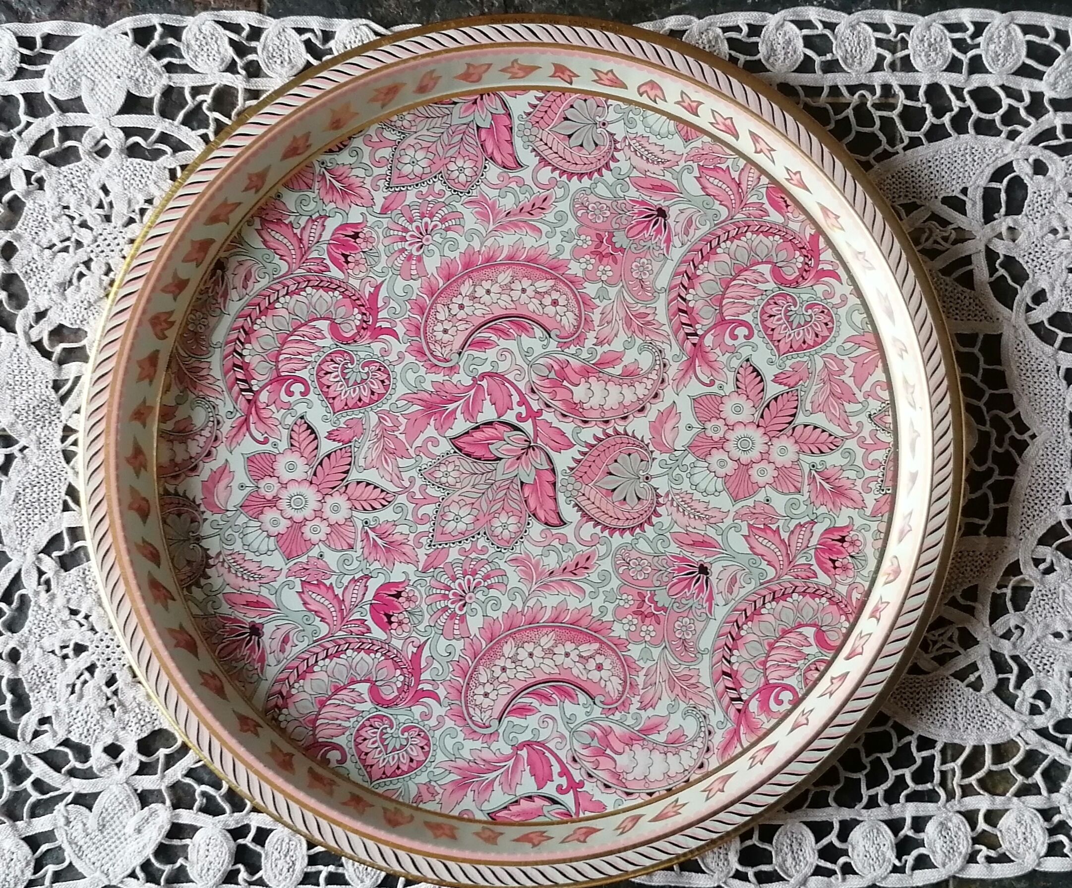 Metal tray Vienna Woods printed cachmire 70s