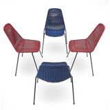 Vintage basket chairs by Gian Franco Legler, 1950s, set of 4.