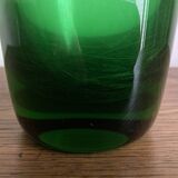 1950s Médicis vase, large Art Deco with handles, made of green blown glass.