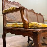 Bench Sofa In Cane Walnut From Regency Period XVIII Eme Century