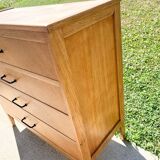 4-drawer chest of drawers in light oak with herringbone pattern from the 60s