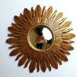 Vintage golden sunburst mirror, 1960s