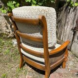 Armchair in wood, cane and velvet