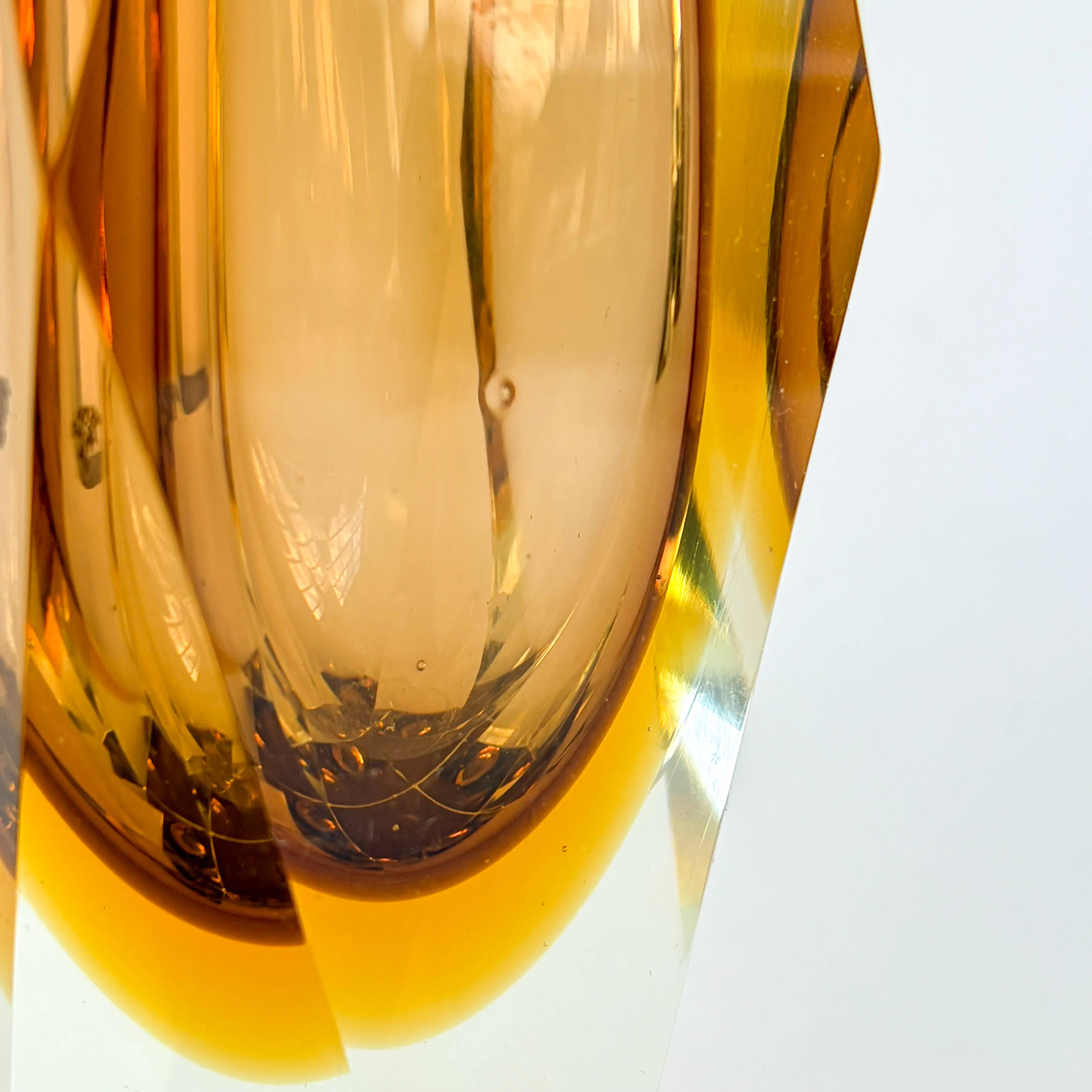 Faceted Murano Sommerso amber vase