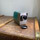 Vintage USSR slide projector in metal enamel blue and gray brand Optical study bulb