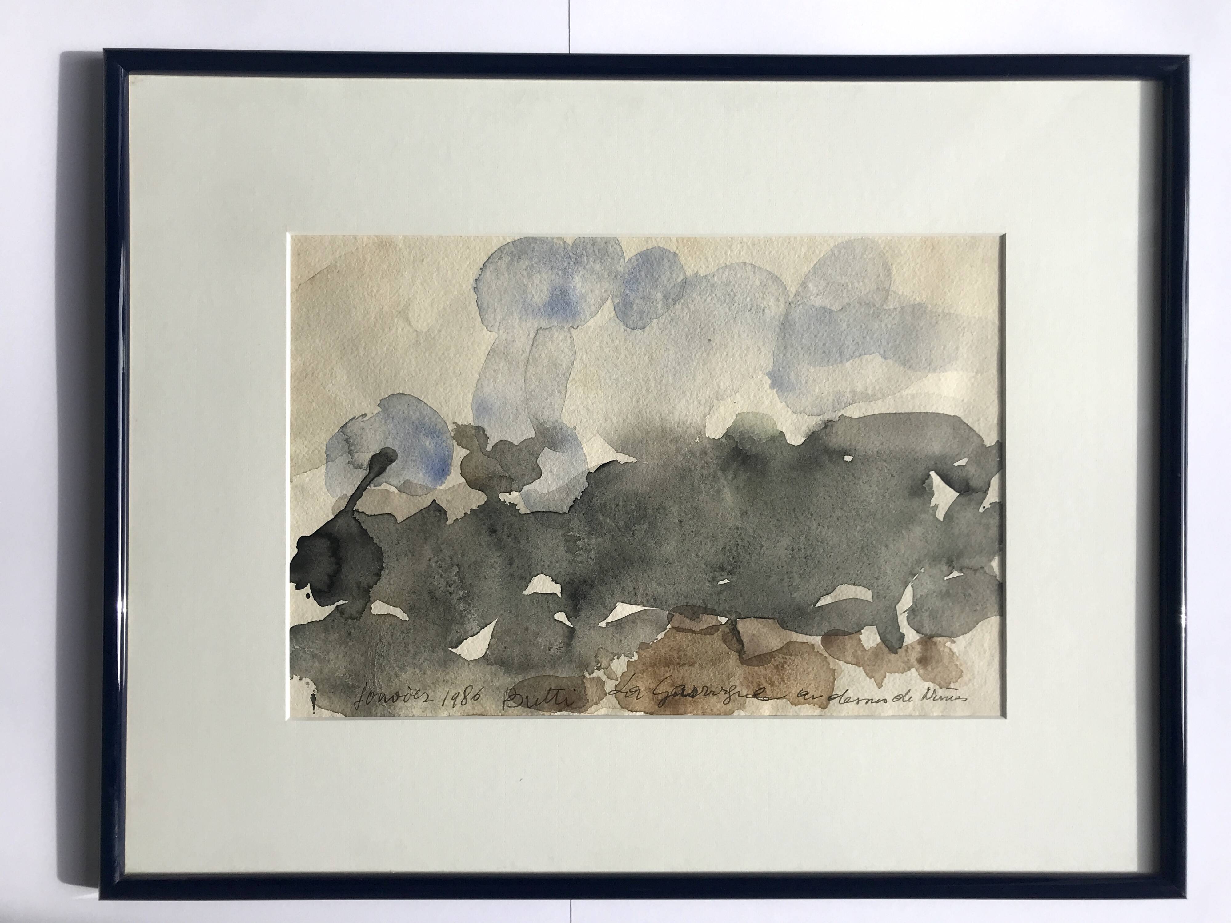 Paul BUTTI, The scrubland below Nîmes 1986. Watercolor on paper