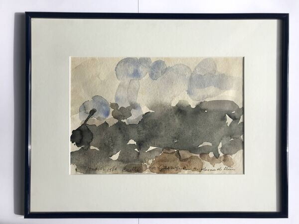 Paul BUTTI, La garrigue au-dessous de Nîmes 1986. Aquarelle sur papier