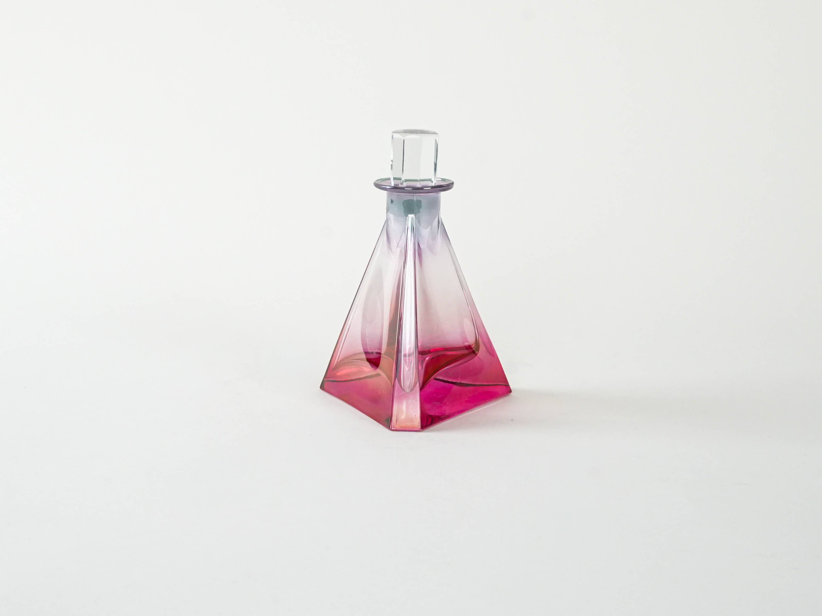 Triangular glass carafe, 1970s, manufactured in Czechoslovakia