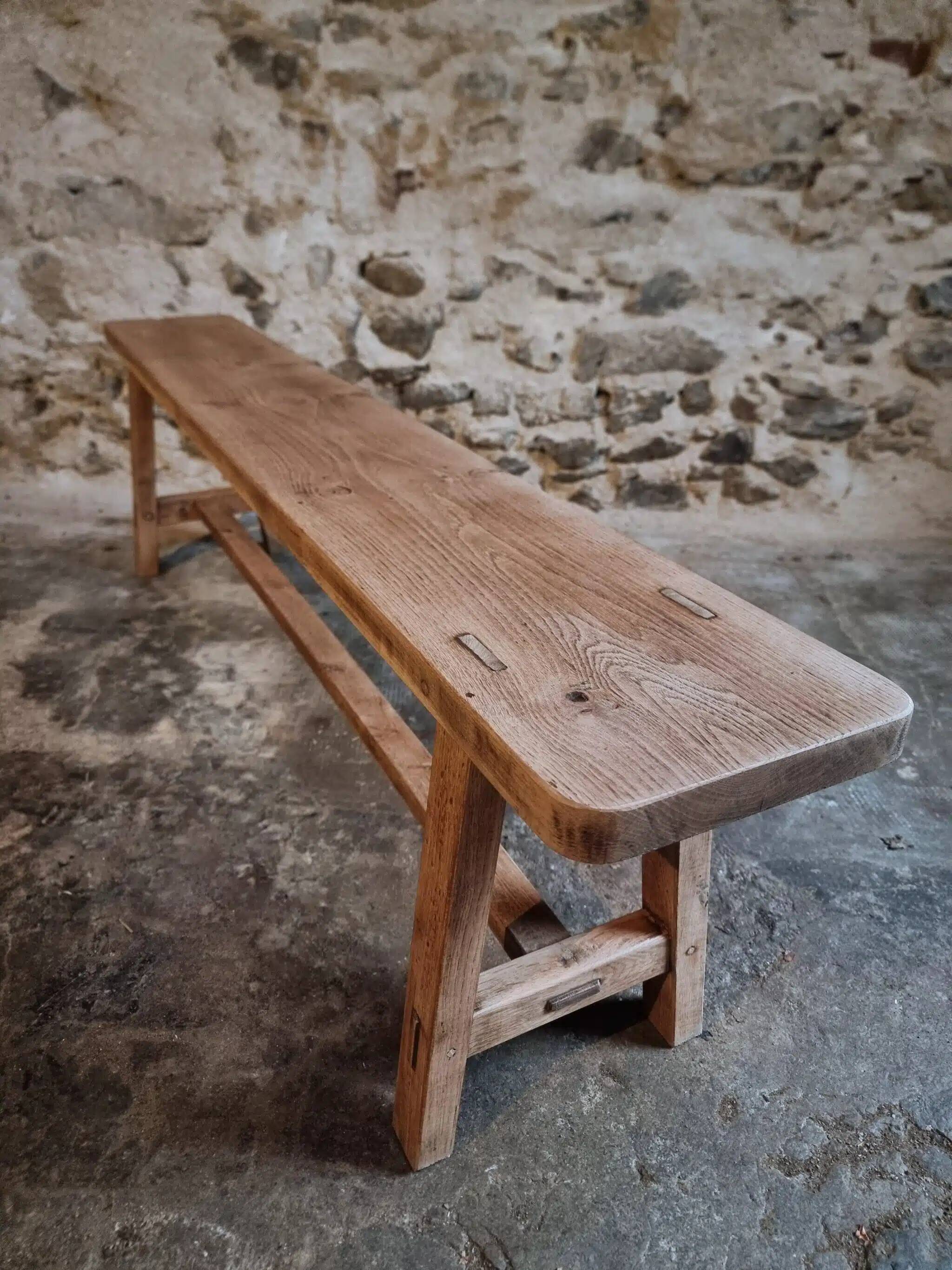 Vintage oak bench, French, 1960s
