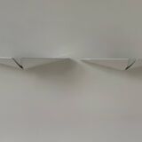 Pair of vintage wall lights, white lacquered metal, France, 1980