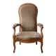 Classic Voltaire Armchair in Wood and Brown Fabric