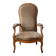 Classic Voltaire Armchair in Wood and Brown Fabric