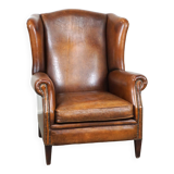 Especially comfortable wingback chair made of sheepskin leather, stunning colors